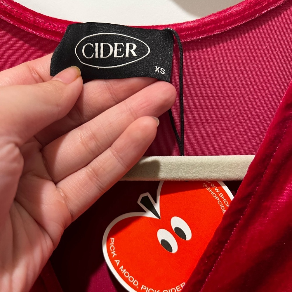 Cider Velvet V-Neck Mini Dress Long Sleeve Pink Size XS - Picture 3 of 11